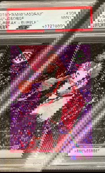 2019-20 Mosaic Paul George Fast Break Purple /50 PSA 9 Mint