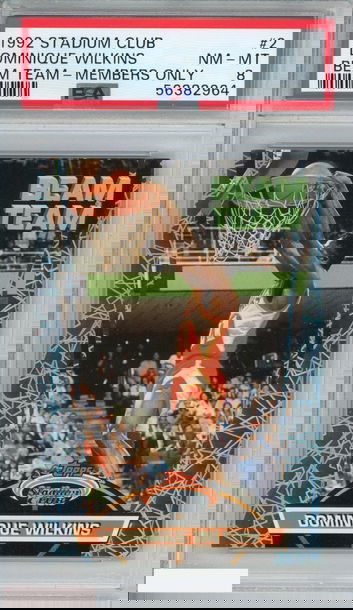 1992 STADIUM CLUB DOMINIQUE WILKINS #2 BEAM TEAM-MEMBERS ONLY HAWKS PSA 8 NM-MT