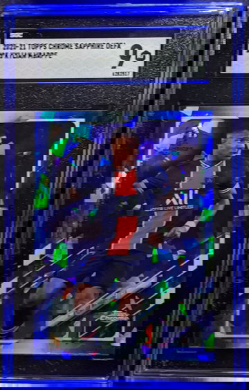 2020-21 Topps Chrome Sapphire UEFA Kylian Mbappe #95 SGC 9 Mint