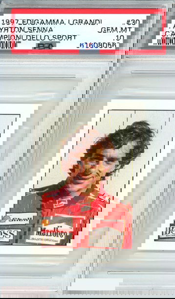 1997 EDIGAMMA I AYRTON SENNA #30 CAMPIONI DELLO SPORT PSA 10 GEM MT POP 3!