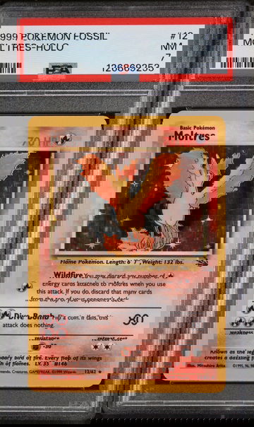 1999 Pokemon Fossil Holo Moltres #12 PSA 7