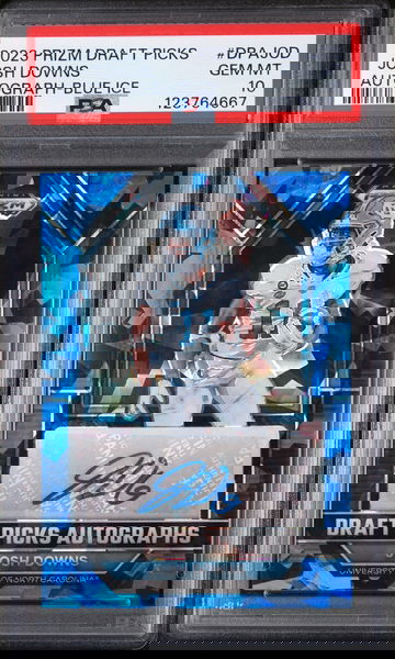 2023 Panini Prizm Draft Picks Draft Picks Autographs Blue Ice Josh Downs #DPAJOD 35/35 PSA 10