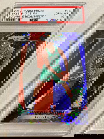 2017 PRIZM JAYSON TATUM PSA 10 #16 RED WHITE BLUE RWB RC