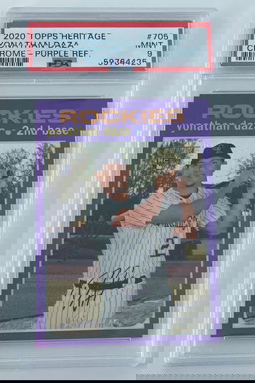 Yonathan Daza 2020 Topps Heritage Chrome Purple Refractor Rookie Card RC PSA 9