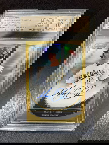 MATT OLSON 2013 BOWMAN CHROME PROSPECTS RC GOLD REFRACTOR AUTO /50 BGS 9.5/10