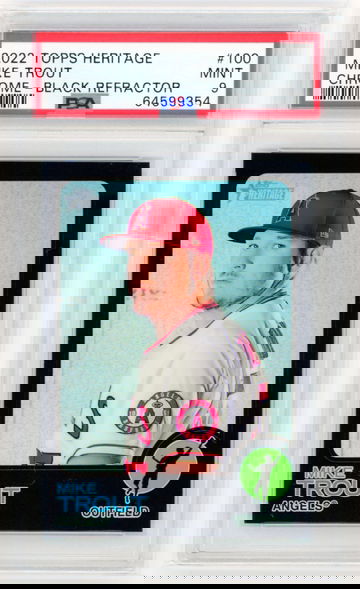 2022 Topps Heritage Chrome #100 Mike Trout Black Refractor PSA 9 MINT!