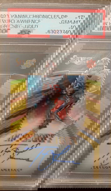 2021 Trevor Lawrence Panini Select Gold In Flight Auto /5 PSA 10 Gem Mint