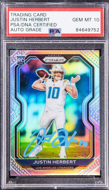 Justin Herbert #325 Silver Prizm Auto 10 PSA