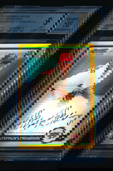 2010 Stephen Strasburg Bowman Chrome Gold Refractor Auto Rc BGS 9 10 Auto