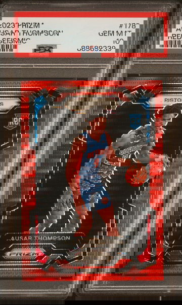 2023 Panini Prizm Ausar Thompson Red Seismic Rookie /299 Pistons RC Color Match