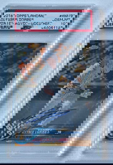 2018 Topps Chrome Gleyber Torres Update Auto Gold Refractor #/50 PSA 10