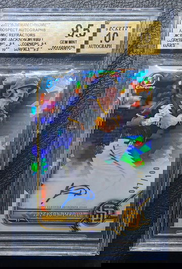 JACKSON MERRILL 2022 BOWMAN CHROME PROSPECT AUTO ATOMIC REFRACTOR /100 BGS 9.5 TRUE GEM