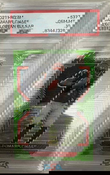 2021 Prizm Ja'Marr Chase Neon Green Pulsar #337 PSA 10