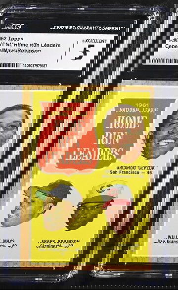 1962 TOPPS '61 NL HOME RUN LEADERS CEPEDA/MAYS/ROBINSON #54 CGC 5 BS.B1.16