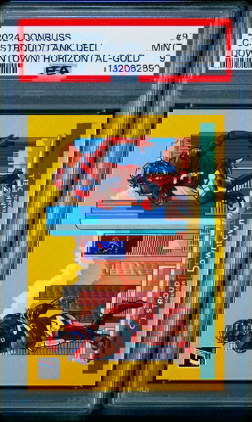 2024 CJ Stroud Tank Dell Panini Donruss Horizontal Downtown Gold 9/10 PSA 9 Dual #9 SP C.J.