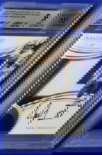 2016 Dak Prescott Immaculate Rookie Jersey Autograph BGS 9/10 Numbered /99 Cowboys