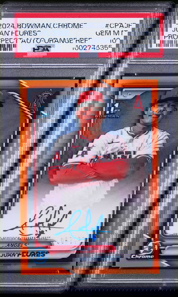 2024 Bowman Chrome Juan Flores Orange Auto /25 PSA 10