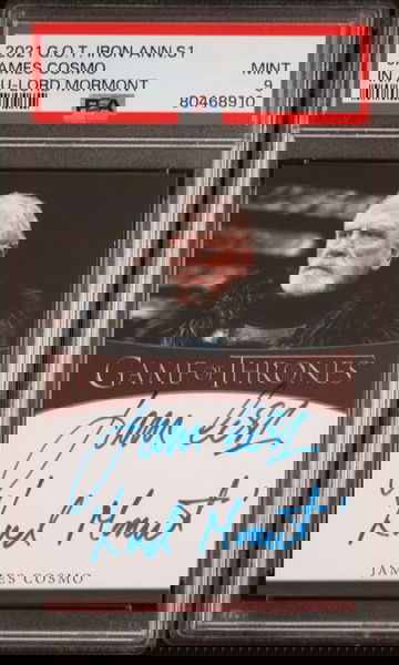 2021 Game of Thrones Iron Anniversary S1 James Cosmo Inscription Auto "Lord Mormont" PSA 9 [NS-1A.27]