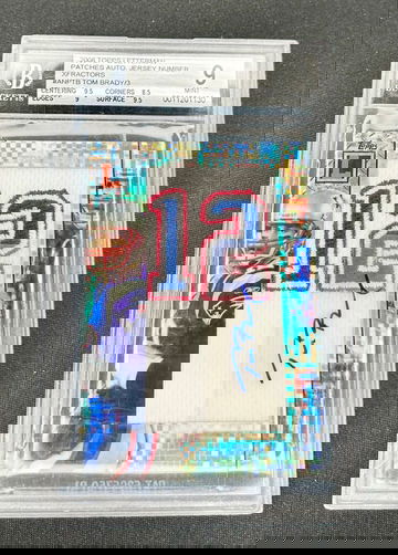 2008 Tom Brady Topps Letterman Xfractor Patch Jersey Refractor Auto /3 BGS 9 10 Autograph 12 X-Fractor