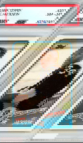 1988 TOPPS BO JACKSON #327 ROOKIE RC LOS ANGELES RAIDERS PSA 8 NM-MT