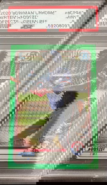 Shorten Apostel 2020 1st Bowman Chrome Prospects Green Refractor /99 PSA 9