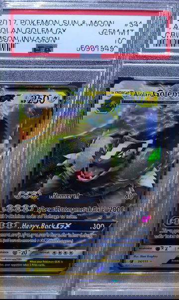 2017 Pokemon Crimson Invasion Alolan Golem GX 34 PSA 10 Gem-Mint