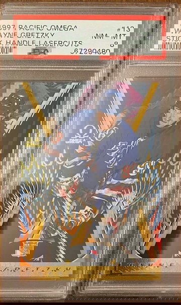 Wayne Gretzky - 1997 Pacific Omega - Stick Handle Lasercuts #13 - PSA 8