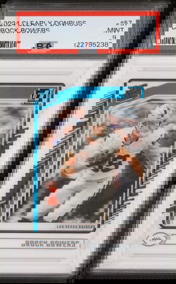 2024 Panini Clearly Donruss Rated Rookie Brock Bowers #57 RC PSA 9