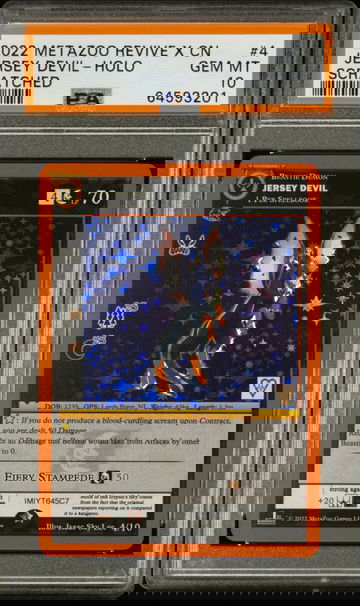 🐲🧨PSA 10 2022 Metazoo X Revive 4/10 JERSEY DEVEL Scratched w/ Skateboard 🛹🚨