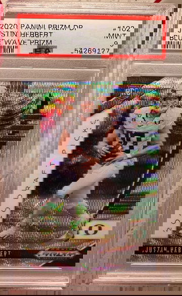 2020 panini Prizm draft picks blue wave Prizm /299 Justin Herbert psa 9