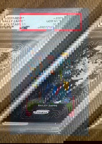 2023 Panini Prizm Bailey Zappe Black Stars 1/1 PSA 10 #200