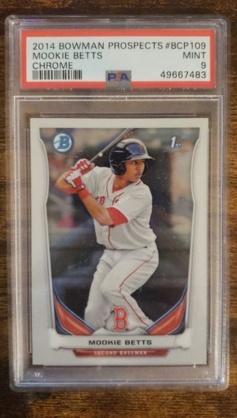 Psa 9 2014 bowman chrome prospects Mookie Betts 1st Bowman Chrome Rc