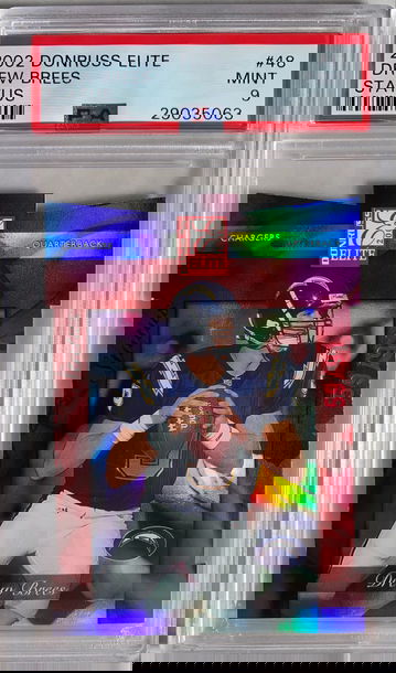 DREW BREES SATUS /91 DIE CUT PSA 9 2nd Year 2002 ELITE #48 NO SAINTS ~POP 3~