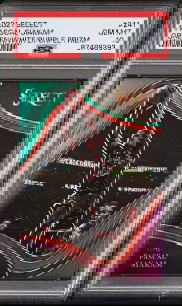 2021 Panini Select Pascal Siakam #241 PSA 10 Gem Mint Green White Purple Prizm Basketball Card. 