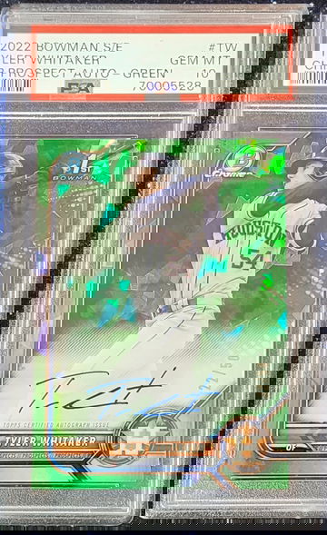2022 Bowman Sapphire Tyler Whitaker Green PSA 10