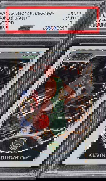 2007 Bowman Chrome Kevin Durant #111 Xfractor Refractor RC Rookie #d 27/50 PSA 9 Mint POP 5!