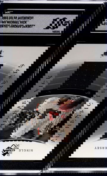2003 UD SP AUTHENTIC Threads Jersey MICHAEL VICK SGC 10