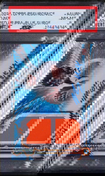 2024 Topps Resurgence Amped Up Rookie Patch Autographs Blue Surge Bo Nix #AUBN /49 PSA 8