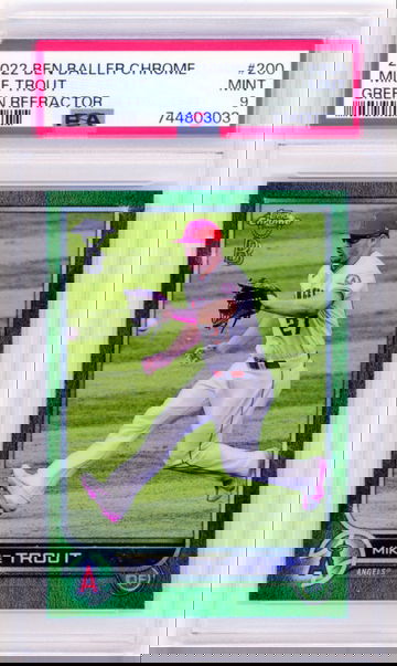 2022 Ben Baller Chrome #200 Mike Trout Green Refractor PSA 9 MINT!