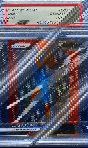 2018 Panini Prizm Ruby Wave Prizm Luka Doncic ROOKIE RC #280 PSA 10