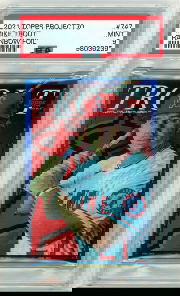 2021 Topps Project70 #747 Mike Trout Rainbow Foil PSA 9 MINT!