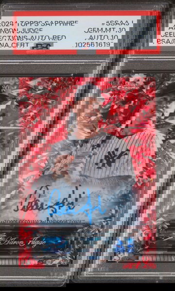 Aaron Judge 2024 Topps Sapphire Selections Auto Red #/5 PSA 10/10 Auto #SSAAJ