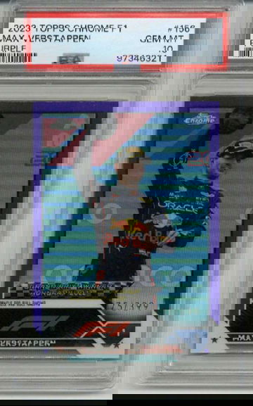 2023 TOPPS CHROME F1 PURPLE REFRACTOR #156 MAX VERSTAPPEN /399 PSA 10 LOW POP