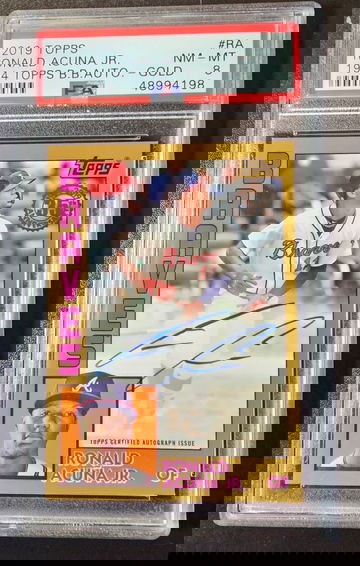 2019 Topps 1984 Buyback Autograph GOLD - Ronald Acuna Jr - SSP #45/50 PSA 8 NM