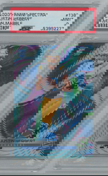 Justin Herbert 2020 Spectra NEON MARBLE 2/4 RC PSA 9 Pop 1