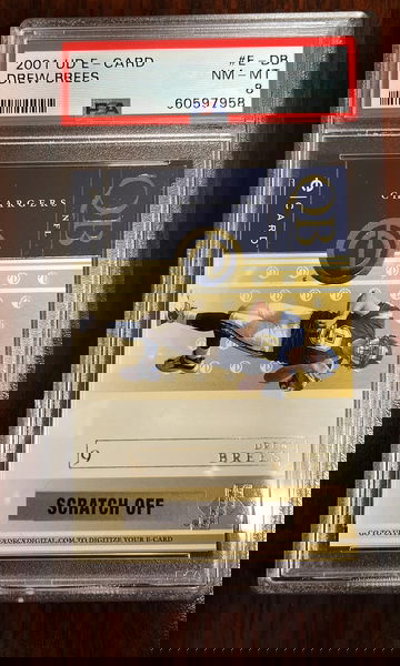 2001 Upper Deck E-Card Drew Brees PSA 8