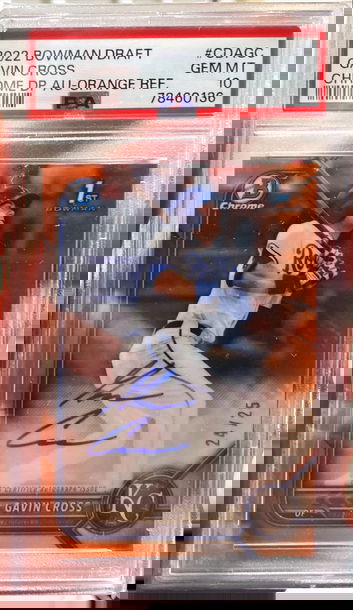 2022 Bowman Draft Gavin Cross Orange Chrome Refractor Auto PSA 10