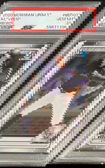 2020 BOWMAN CHROME DRAFT Zac Veen ROOKIE RC #BD107 *COLORADO ROCKIES* PSA 10 Gem