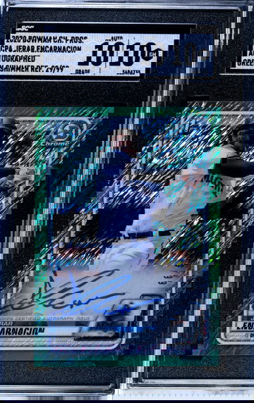 2020 Bowman Chrome Prospects Jerar Encarnacion Autographed Green Shimmer