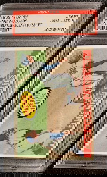 1959 Topps 467 Hank Aaron PSA 8 Aaron Clubs World Series Homer